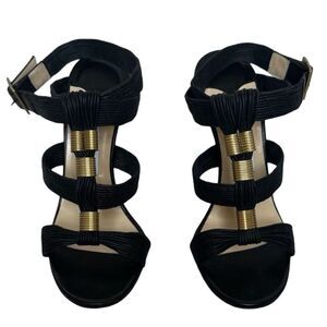 Jimmy Choo Black Waxed Leather Serena Sandal